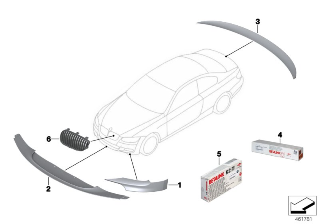 2006 BMW 330i Primed Rear Spoiler Diagram for 51710396344