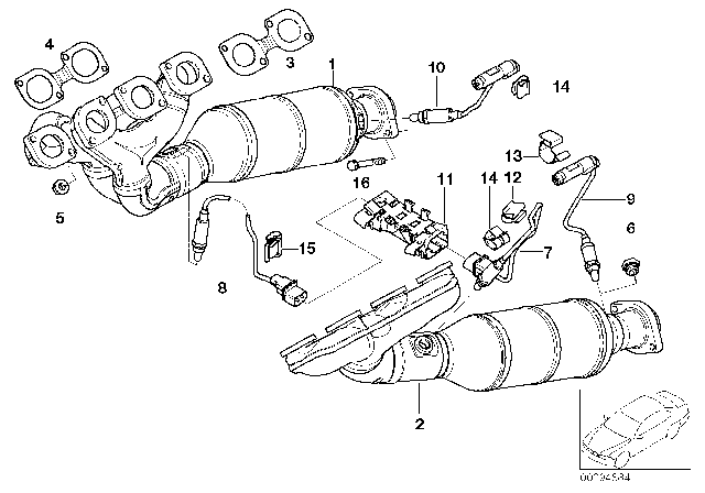 2005 BMW 745i Exhaust Manifold With Catalyst Diagram