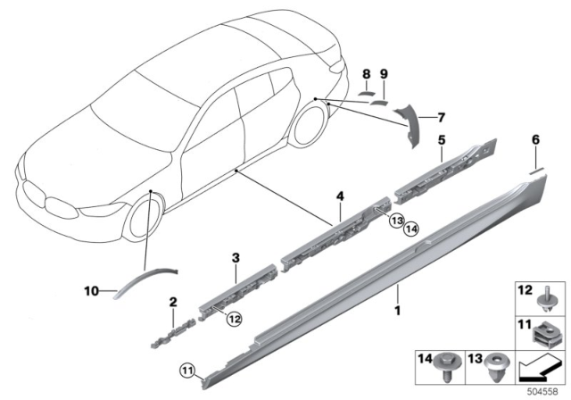 2020 BMW 840i Gran Coupe M Trim, Sill / Wheel Arch Diagram