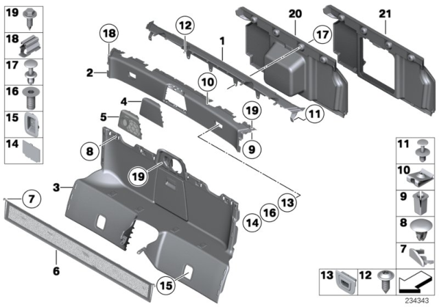 2016 BMW Z4 Trim Panel, Bulkhead Diagram