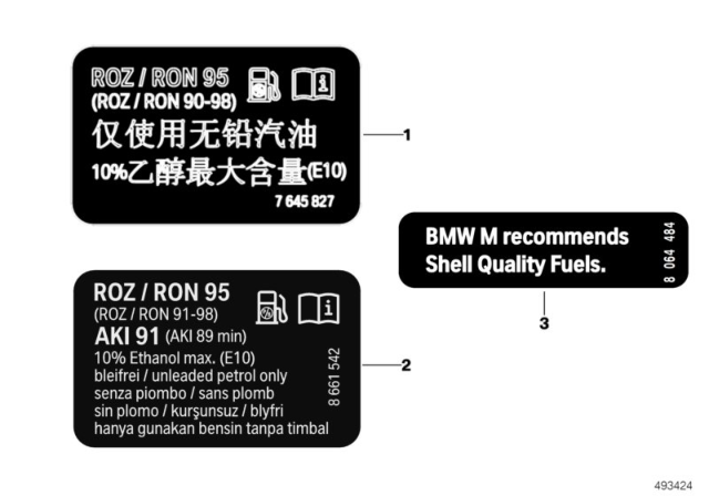 2018 BMW X2 Information Plate, Fuel Diagram