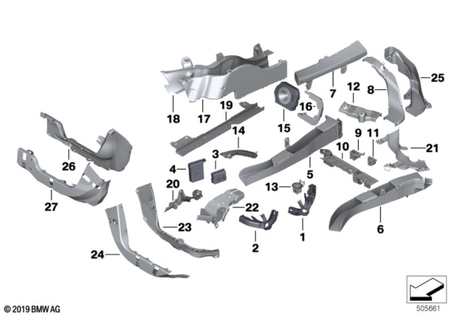 2015 BMW M6 Wiring Harness Covers / Cable Ducts Diagram 1