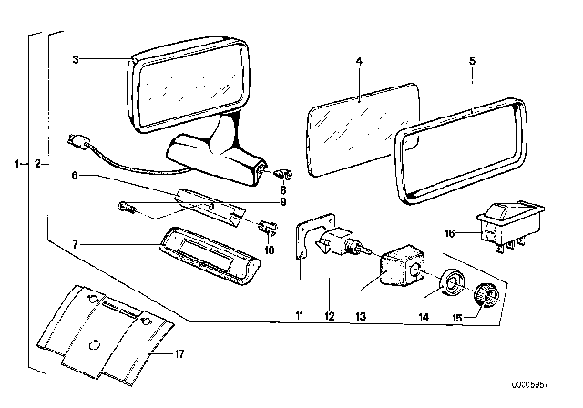 1978 BMW 530i Mirror Holder Right Diagram for 51161842074