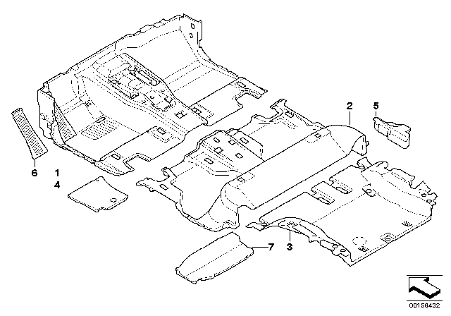 2011 BMW X5 Floor Covering Diagram