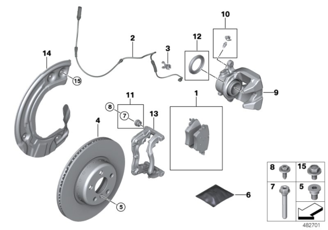 2019 BMW 330i Front Wheel Brake Diagram 3
