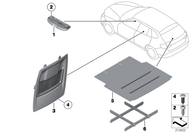 2015 BMW X1 Rear Panel With Net Bag Diagram for 52109166910