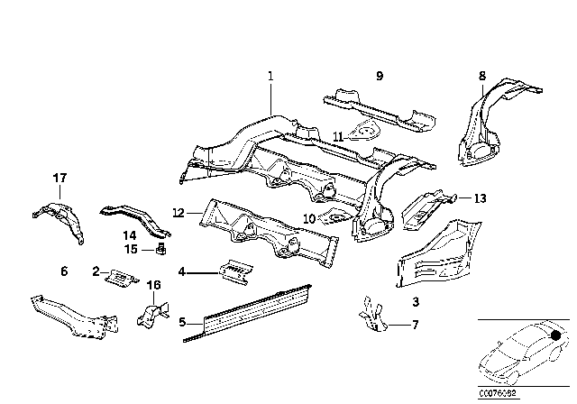 1995 BMW 320i Rear Floor Parts Diagram