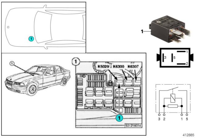 1996 BMW 328i Relay, Air Pump Diagram 1