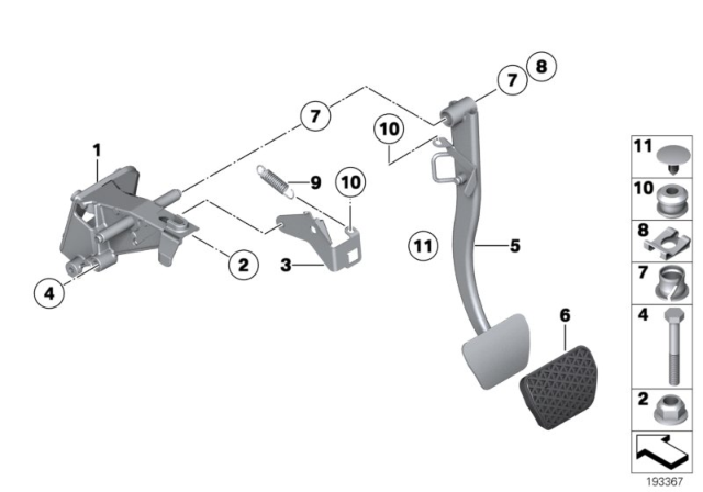 2009 BMW Z4 Pedal Assembly Diagram