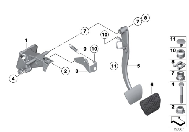 2012 BMW Z4 Brake Pedal Diagram for 35006785889