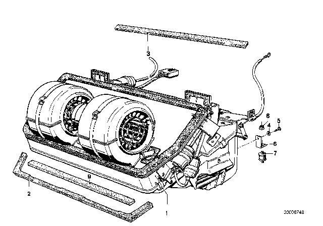 1986 BMW 735i Heater / Air Conditioning Unit Diagram