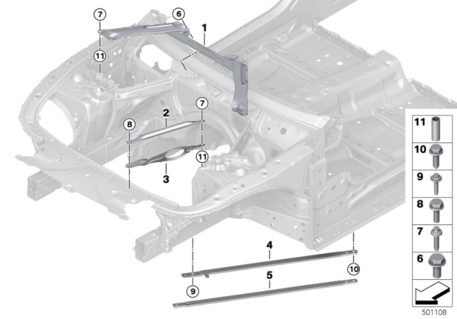 2020 BMW 840i xDrive Brace For Body Front End Diagram