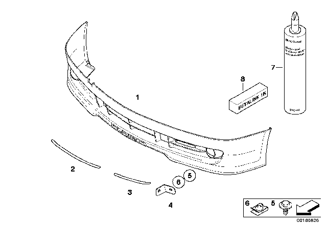 2008 BMW Alpina B7 Primed Front Spoiler Diagram for 51117966334