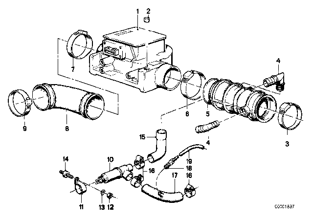 1981 BMW 733i Volume Air Flow Sensor Diagram 2