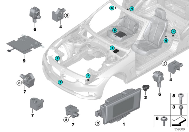 2017 BMW 440i Electric Parts, Airbag Diagram