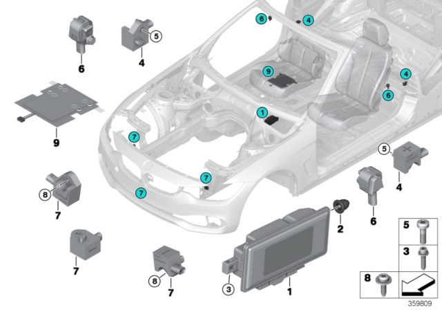 2019 BMW 430i Electric Parts, Airbag Diagram