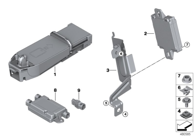 2015 BMW 428i Gran Coupe Separate Component Telephony Wireless Charging Diagram