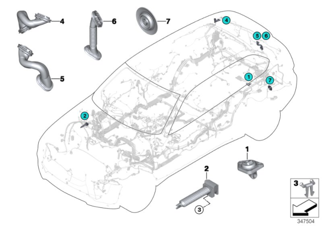 2014 BMW X5 Assorted Grommets Diagram