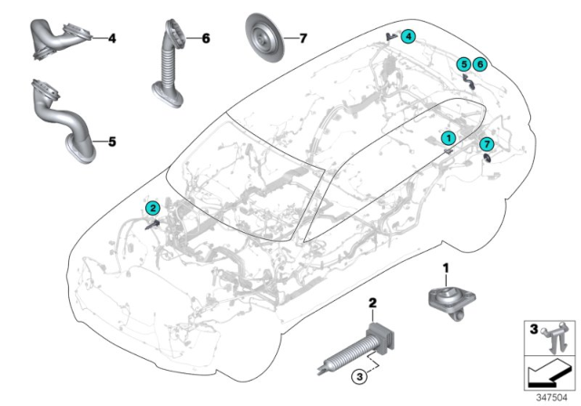 2018 BMW X5 Assorted Grommets Diagram