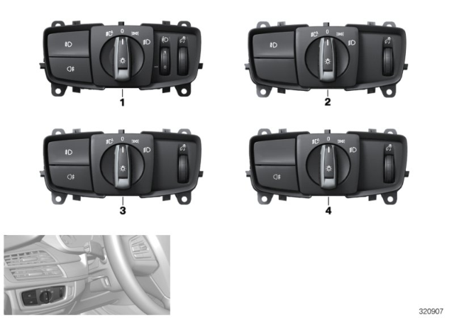 2016 BMW X5 Switch, Operating Facility, Light Diagram