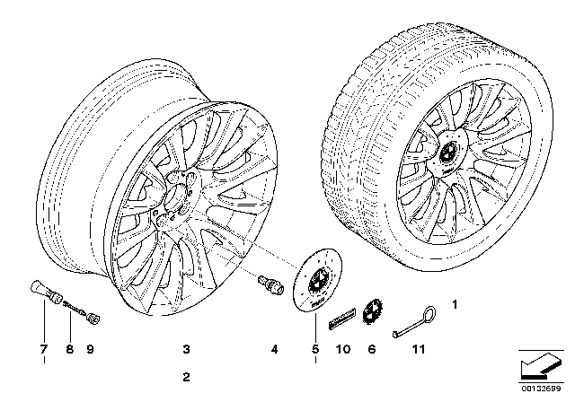 2004 BMW X5 BMW LA Individual Wheel V-Spoke Diagram