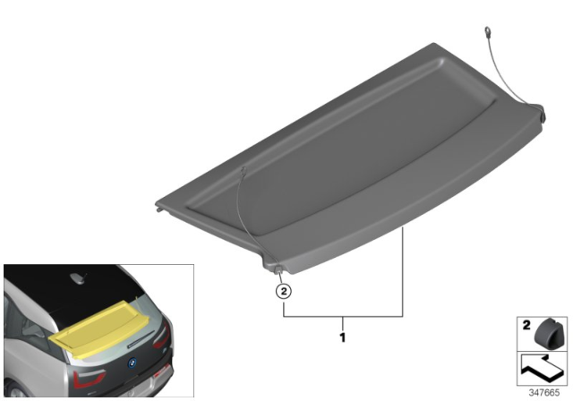 2015 BMW i3 Rear Window Shelf Diagram