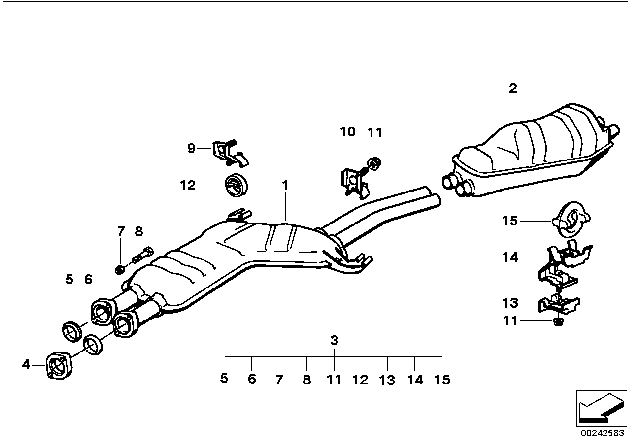 1995 BMW 530i Rear Muffler Diagram for 18101728855