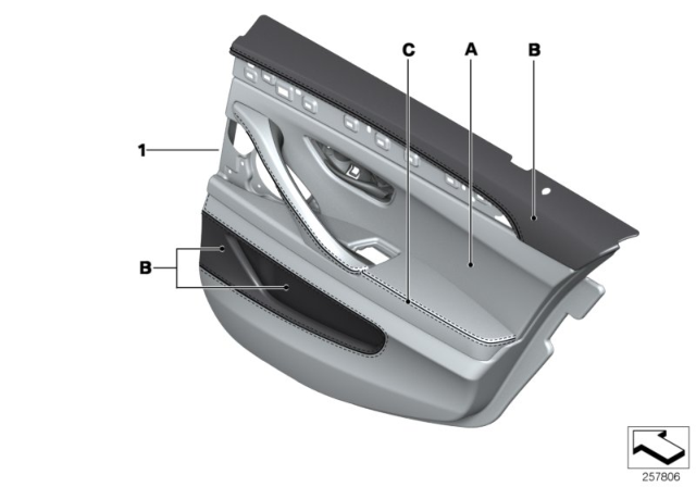 2015 BMW 535i xDrive Individual Door Trim Panel Diagram 1