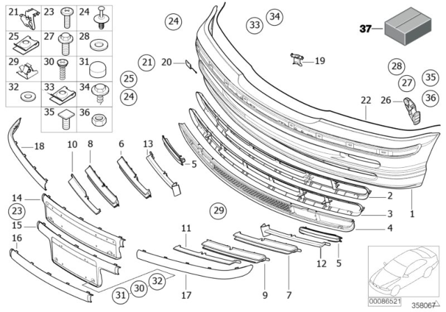 2003 BMW 325xi Partially Open Grid, Left Diagram for 51118209925