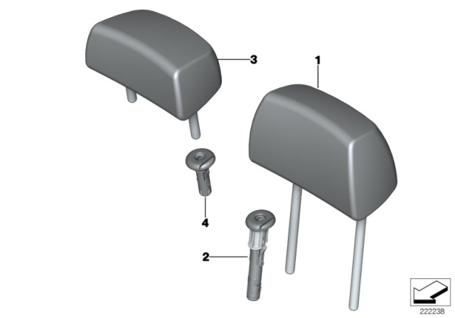 2011 BMW X3 Rear Seat Head Restraint Diagram