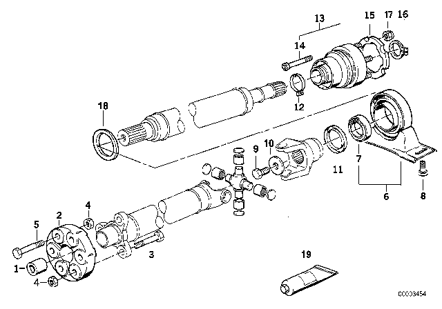 1995 BMW 540i Drive Shaft-Center Bearing-Constant Velocity Joint Diagram 1