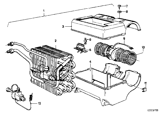 1980 BMW 528i Air Conditioning Unit Parts Diagram