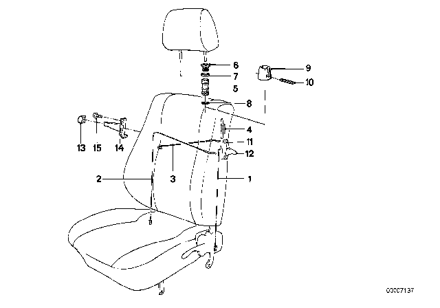 1988 BMW 325is Front Seat Unlocking Diagram