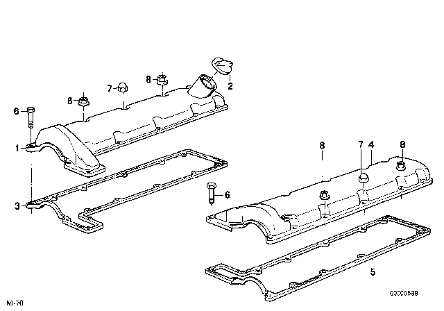 1990 BMW 750iL Cylinder Head Cover Diagram 1