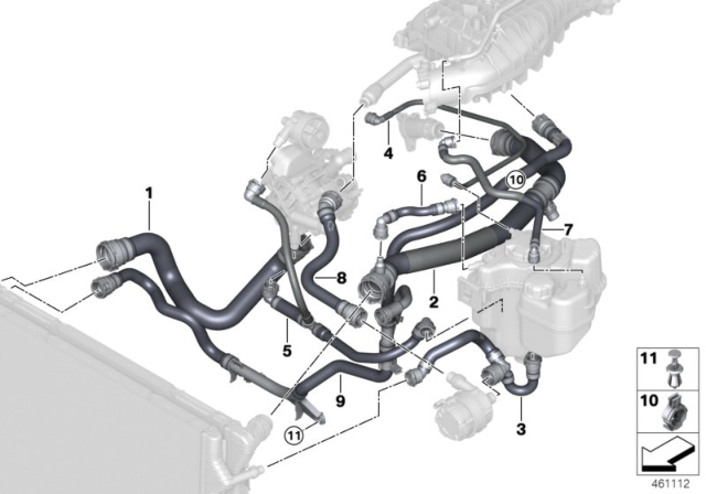 2017 BMW 230i Cooling System Coolant Hoses Diagram 1