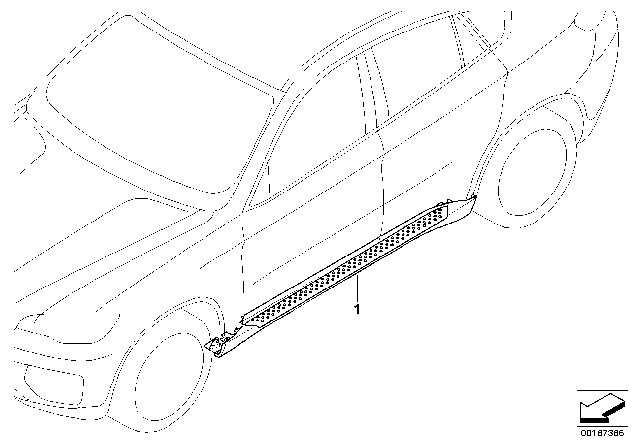 2013 BMW X6 Retrofit, Aluminum Running Board Diagram