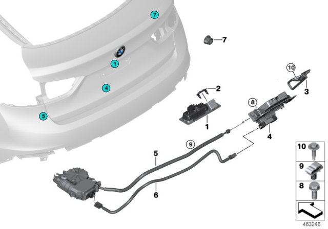 2017 BMW X6 M Trunk Lid / Closing System Diagram