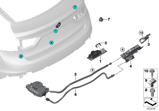 2018 BMW X6 M Striker Boot Lid Diagram for 51247324388