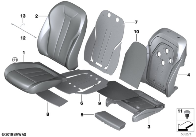 2019 BMW X7 Seat, Front, Cushion & Cover Diagram 2