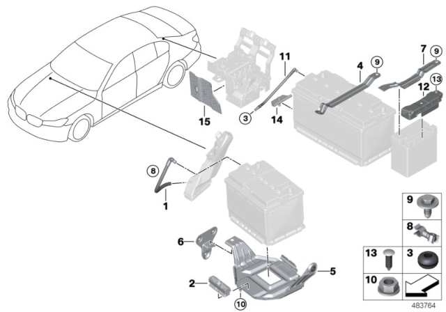 2016 BMW 750i xDrive Battery Bracket Diagram for 61219311081