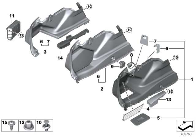 2019 BMW 530i Trunk Trim Panel Diagram 2
