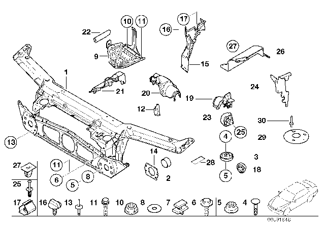 2005 BMW 325i Front Panel Diagram