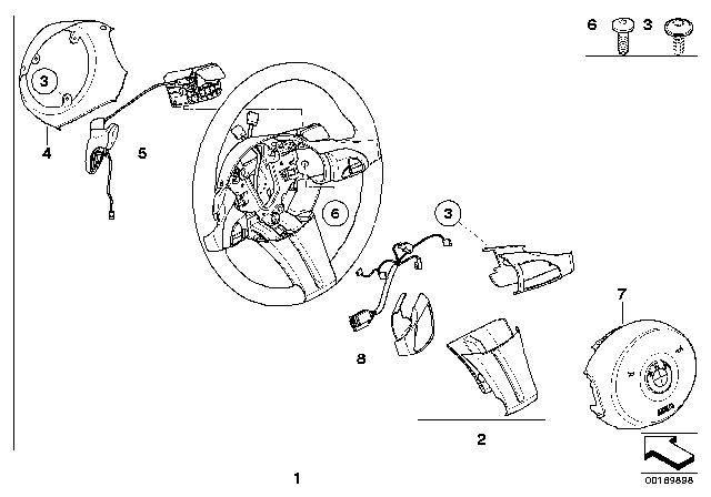 2007 BMW Z4 M Sport Steering Wheel, Airbag, Multifunction / Paddles Diagram