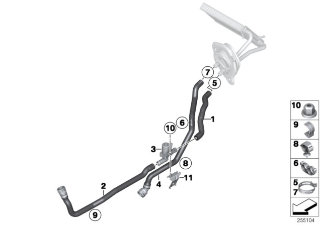 2015 BMW 435i xDrive Gran Coupe Cooling Water Hoses Diagram 1