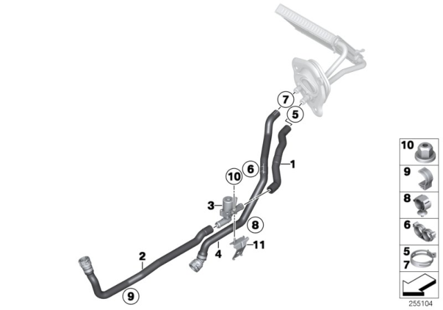 2015 BMW 335i xDrive Cooling Water Hoses Diagram 1