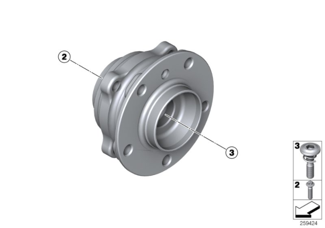 2012 BMW M6 Wheel Hub With Bearing, Rear Diagram for 33412284149