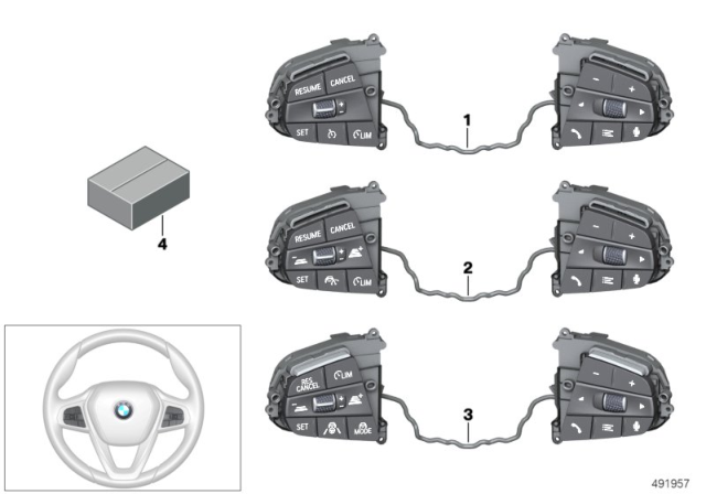 SWITCH, MULTIFUNCT. STEERING Diagram for 61319483002