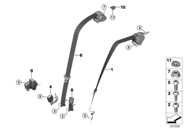 2020 BMW 330i xDrive UPPER BELT REAR RIGHT Diagram for 72118076378