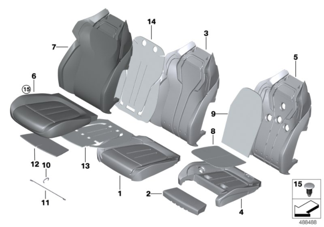 2020 BMW M5 Foam Part, Comfort A/C Active Seat Diagram for 52108067028
