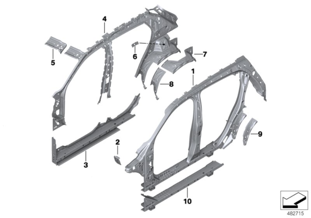 2020 BMW X2 Reinforcement, Entrance, Left Diagram for 41007436159